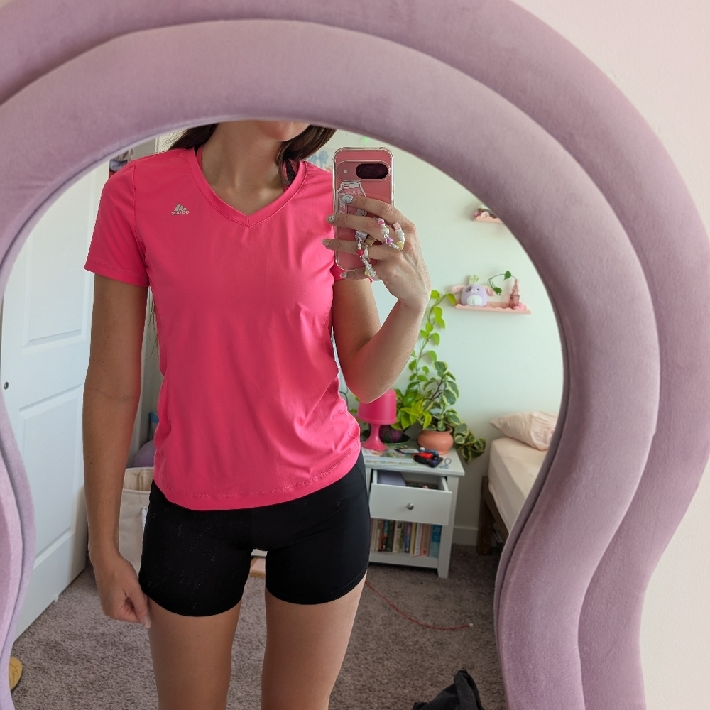 Bright pink Adidas workout top